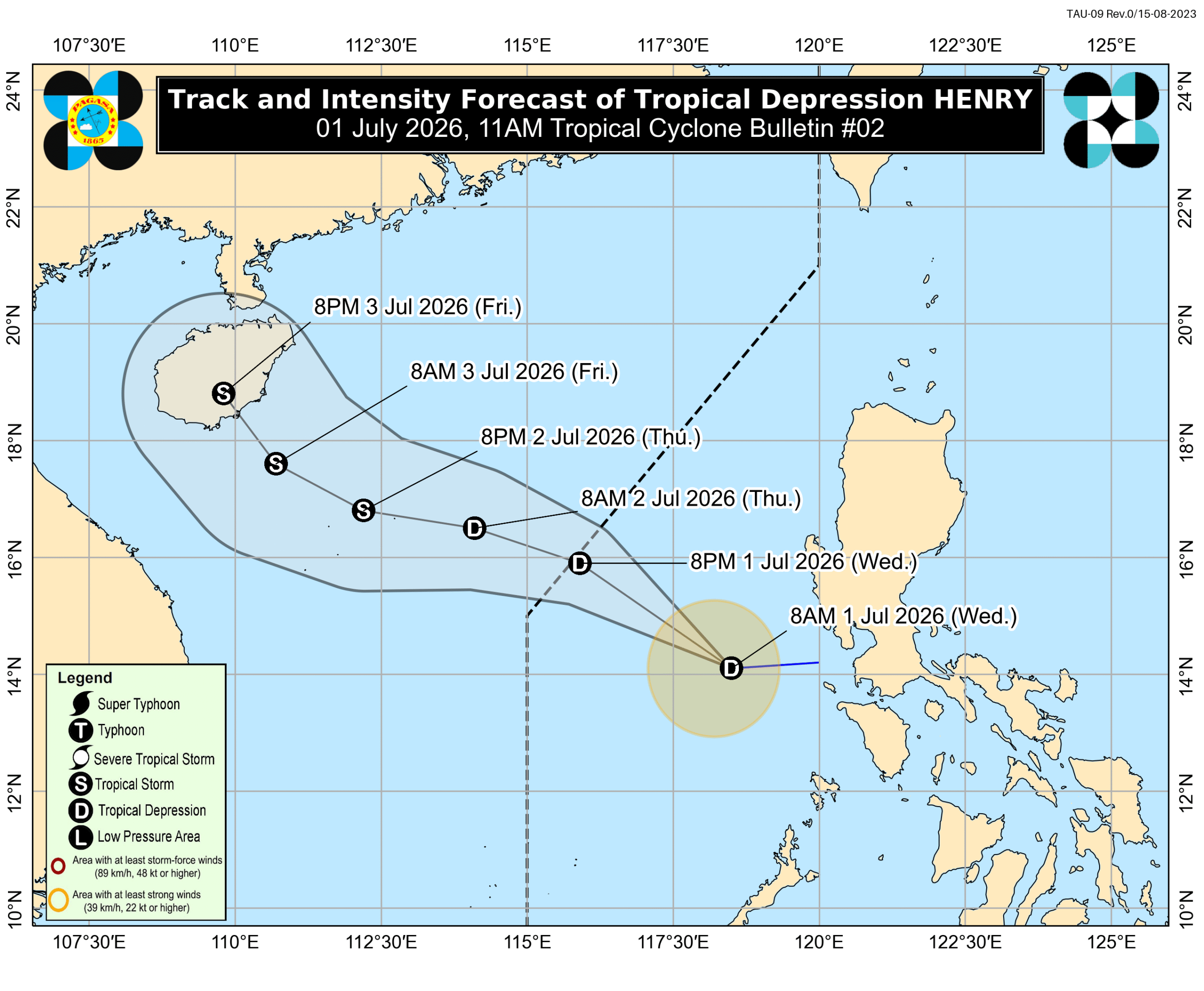 Signal No. 1 lifted as Tropical Depression Henry moves away from land