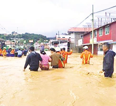 Flood rescue and relief operations conducted in Yaksawk, Kalaw